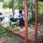 practising with the pram