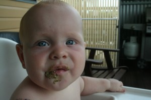 baby eating the curry