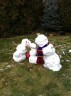 Snowman family slightly worse for wear