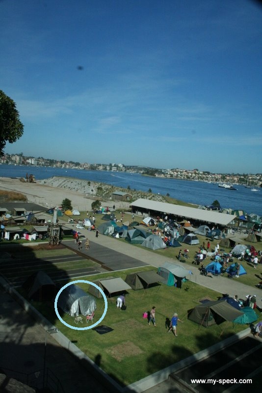 the old tent in action on cockatoo island, new year 2008-2009